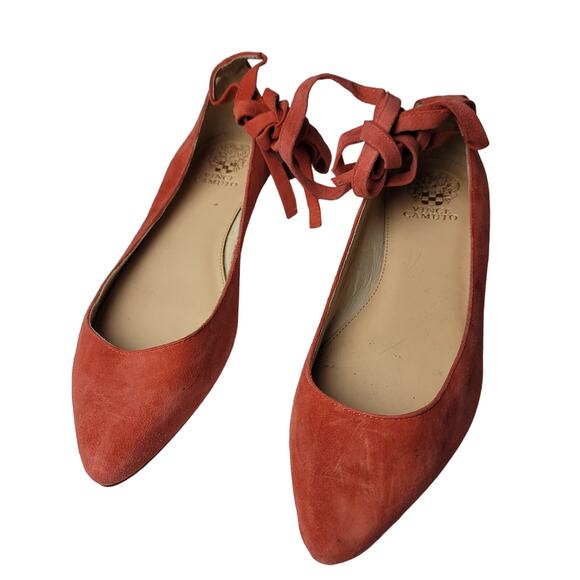 Vince Camuto Melon Suede Lace Up Ankle Tie Ballet Flats, Size 9, EUC - Picture 10 of 10